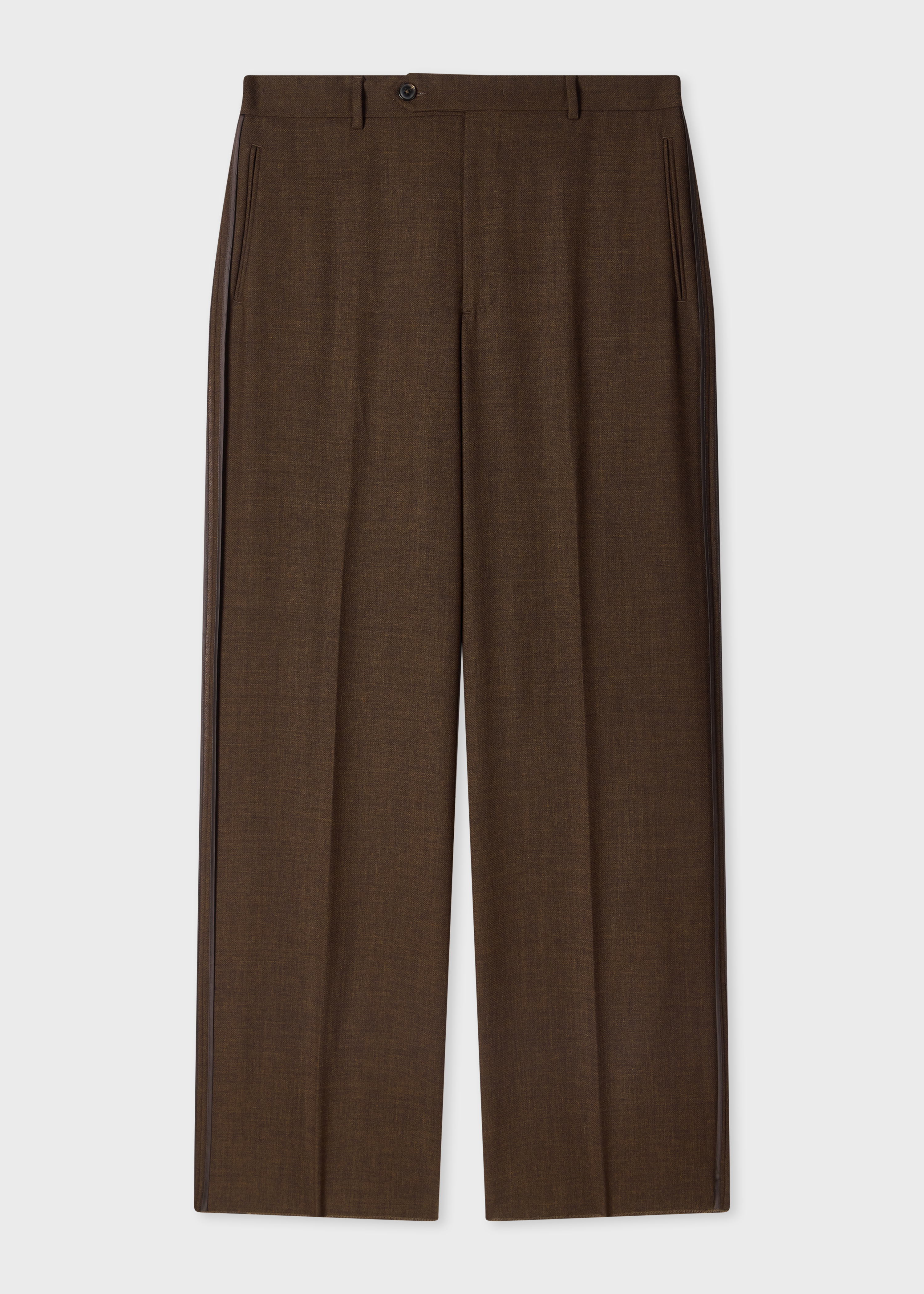 Brown Cordonetto Wool Inside-Out Trousers