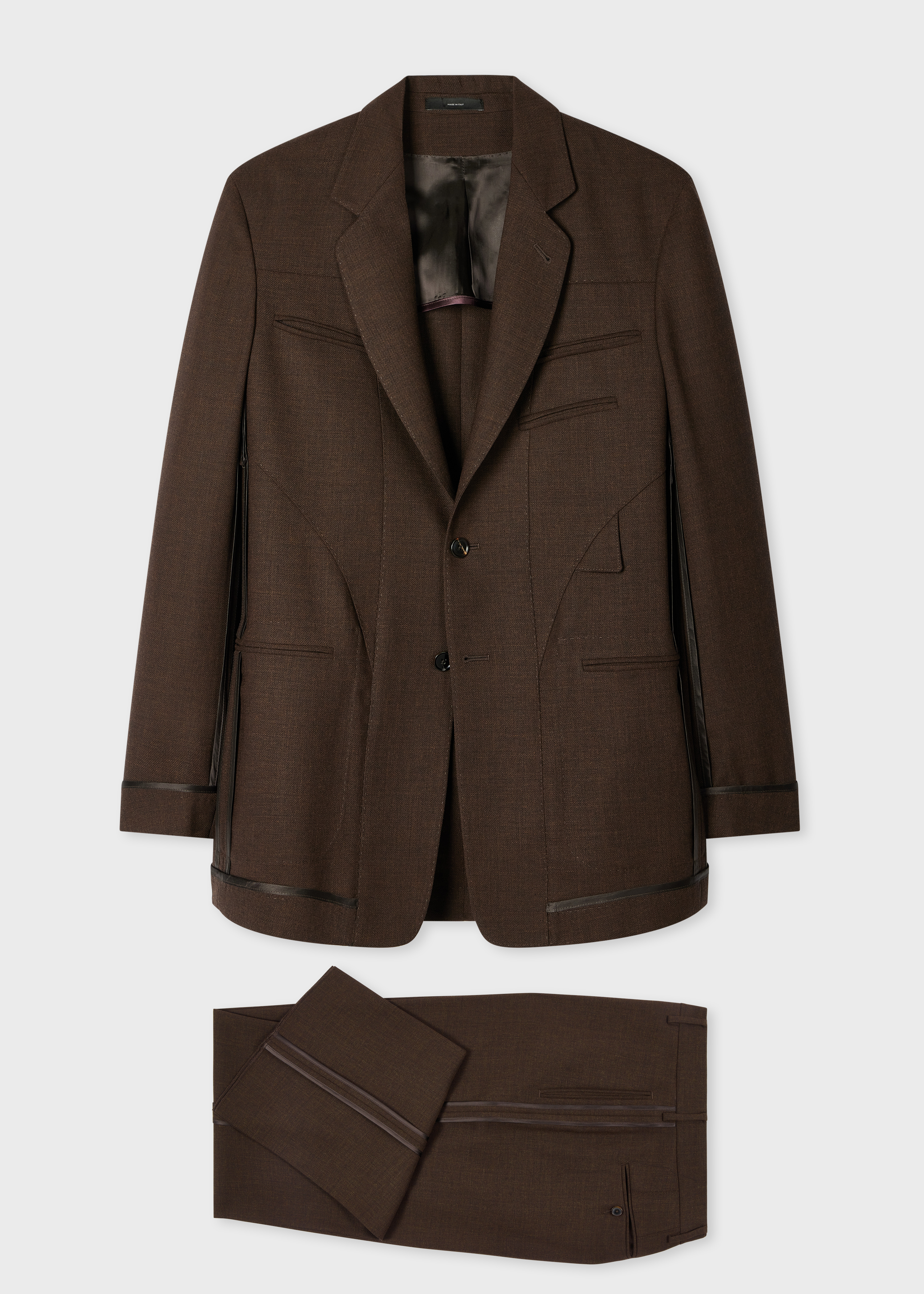 Brown Cordonetto Wool Inside-Out Two-Piece Suit primary image