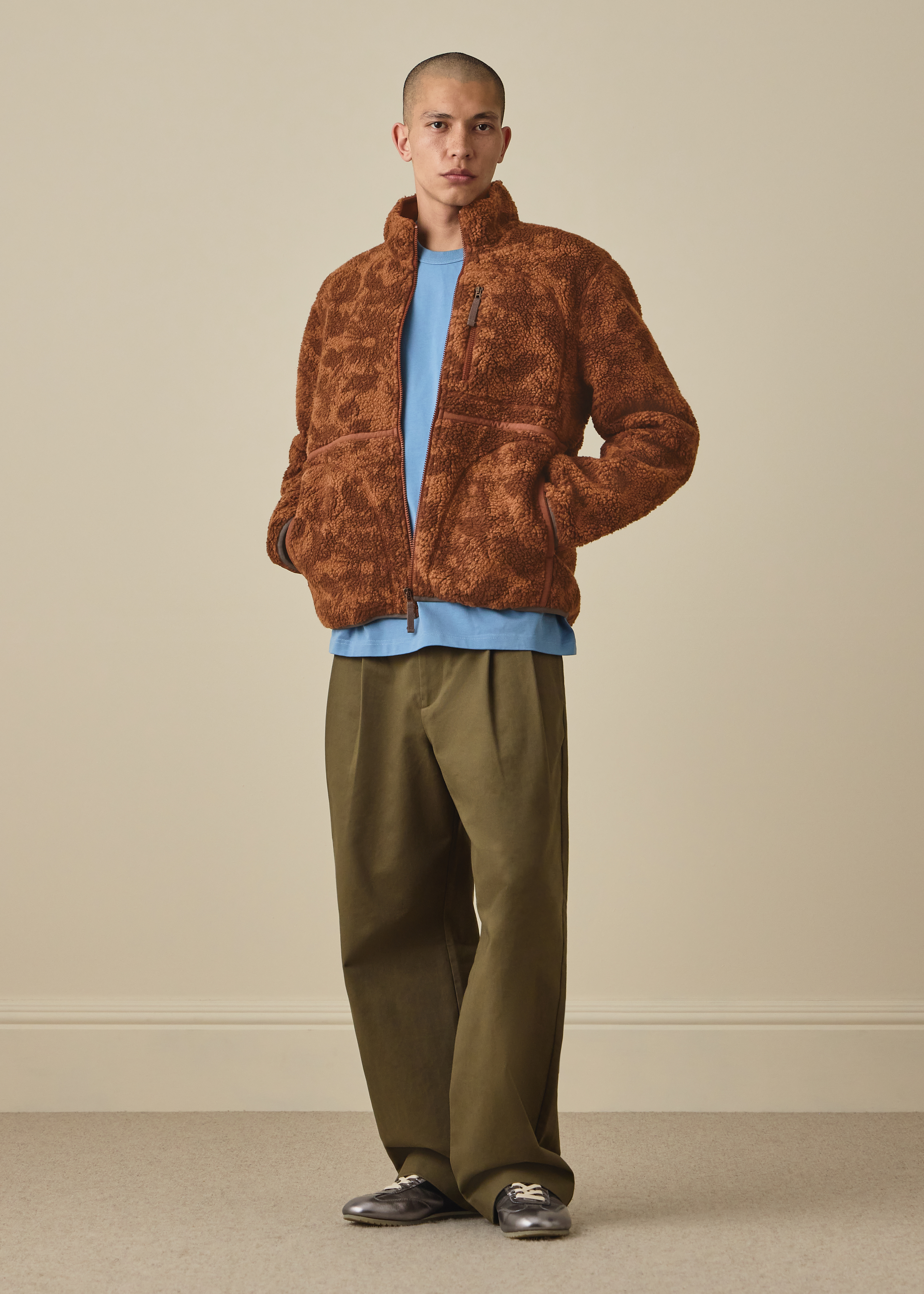 Rust Brown Floral Fleece Jacket thumbnail 4
