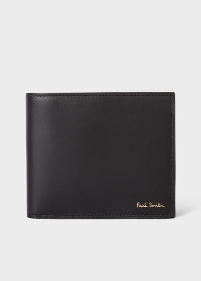 Black Leather 'Signature Stripe' Interior Billfold Wallet