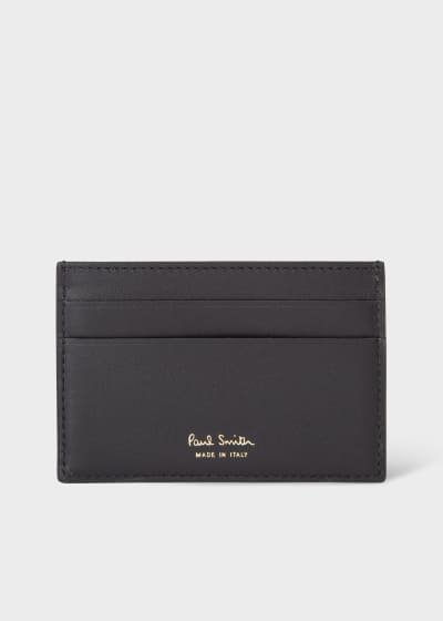 Black 'Signature Stripe' Leather Card Holder
