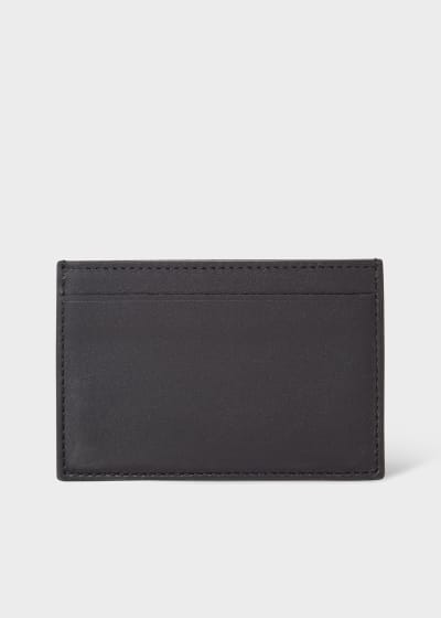 Men's Black Leather Credit Card Holder With 'Signature Stripe