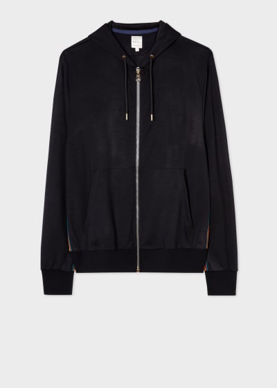 Men's Black Cotton Zip-Front Zebra Logo Hoodie
