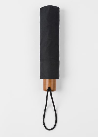 Black 'Signature Stripe' Border Compact Umbrella
