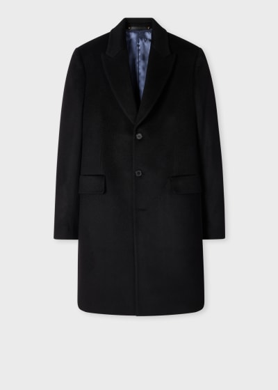 ジャケット・アウター Paul Smith Wool Cashmere Long Coat Men's Black Wool-Cashmere Epsom Coat