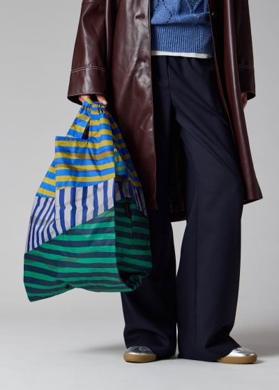 Susan Bijl x Paul Smith - Navy Mixed-Stripe 'The New Shopping Bag