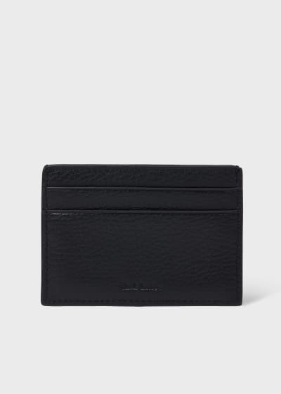 Black Leather 'Signature Stripe Block' Credit Card Holder