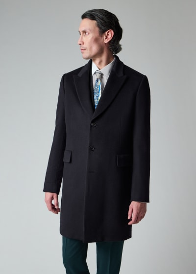Charcoal Wool-Cashmere Blend Double Breasted Overcoat