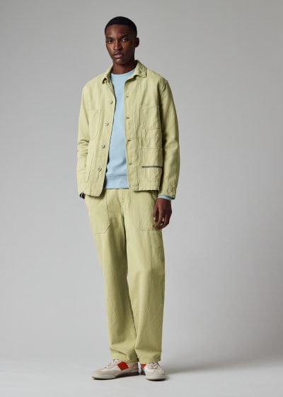 Men's Green Garment-Dyed Organic Cotton Work Jacket