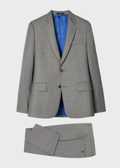Paul Smith SOHO FIT ビジネススーツ　Ｌ　グレー　チェック Men's Tailored-Fit Light Blue Sharkskin Wool Suit