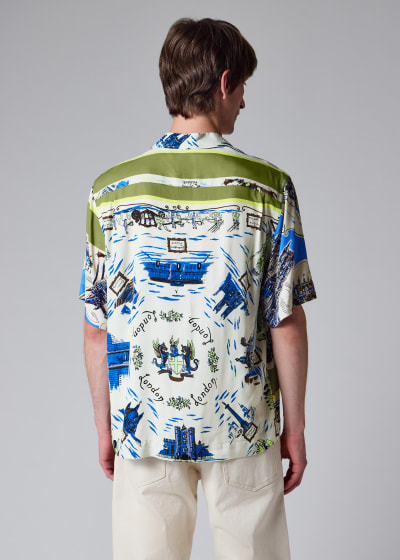 Men's Pink 'Le Peche Fish' Print Viscose Shirt
