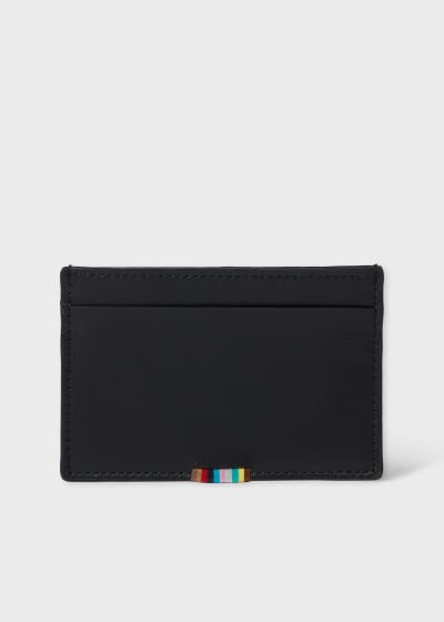Paul Smith PSN840 ショルダーウォレット ブラック Men's Black Leather Credit Card Holder With 'Signature Stripe