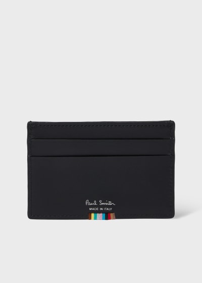 Black 'Signature Stripe' Leather Card Holder