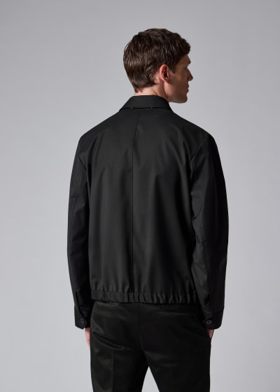 Men's Black Mixed Media Hooded Jacket