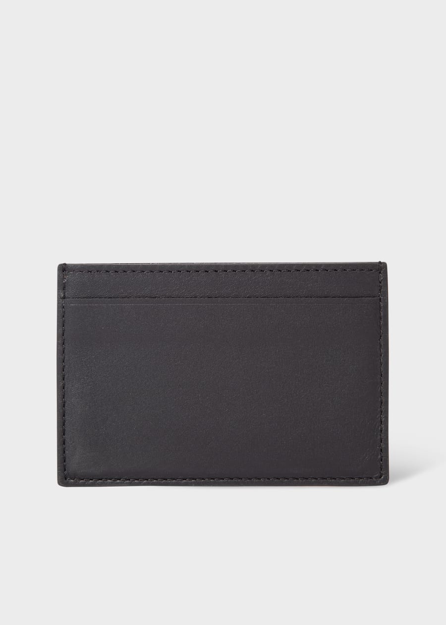 Men's Black Leather Credit Card Holder With 'Signature Stripe