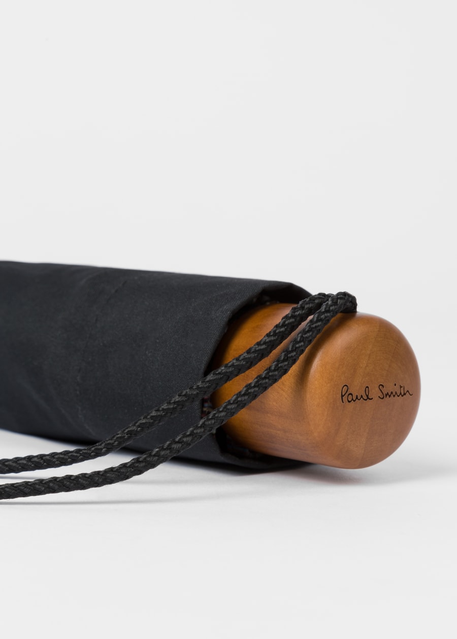 Black 'Signature Stripe' Border Compact Umbrella