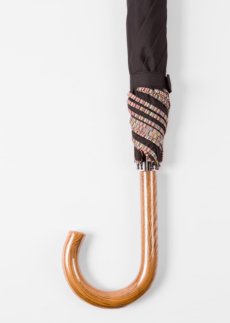 Black 'Signature Stripe' Border Compact Umbrella