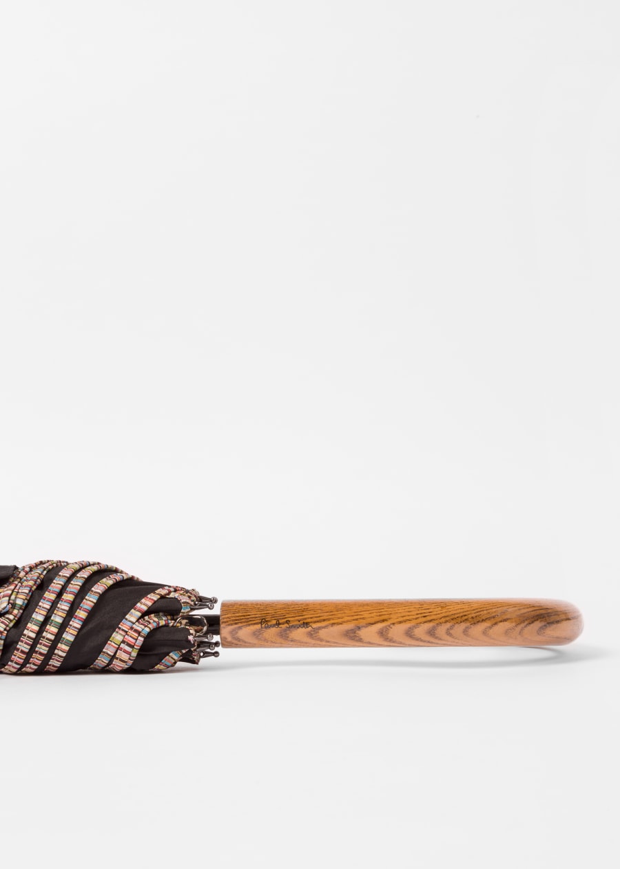 Black 'Signature Stripe' Border Compact Umbrella