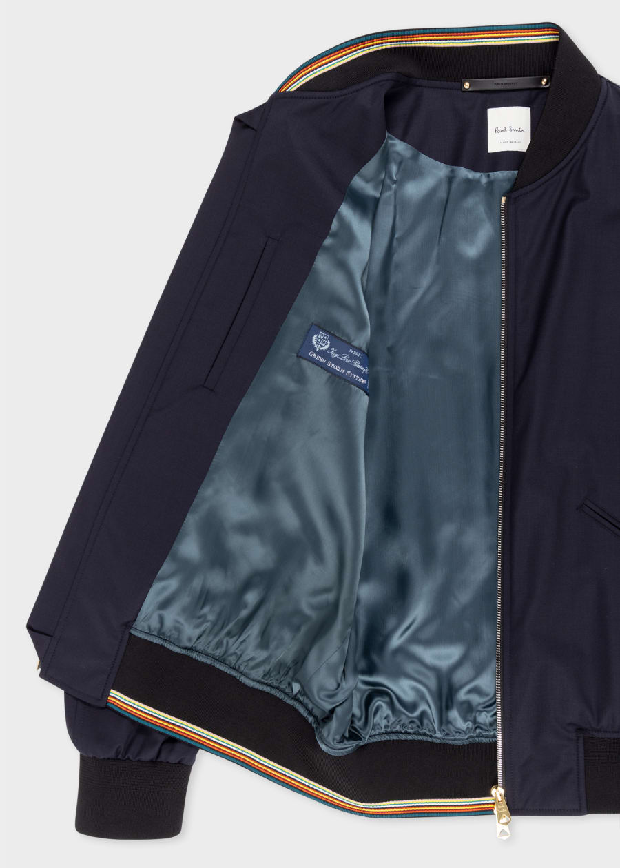 Navy 'Zebra' Logo Cotton Bomber Jacket
