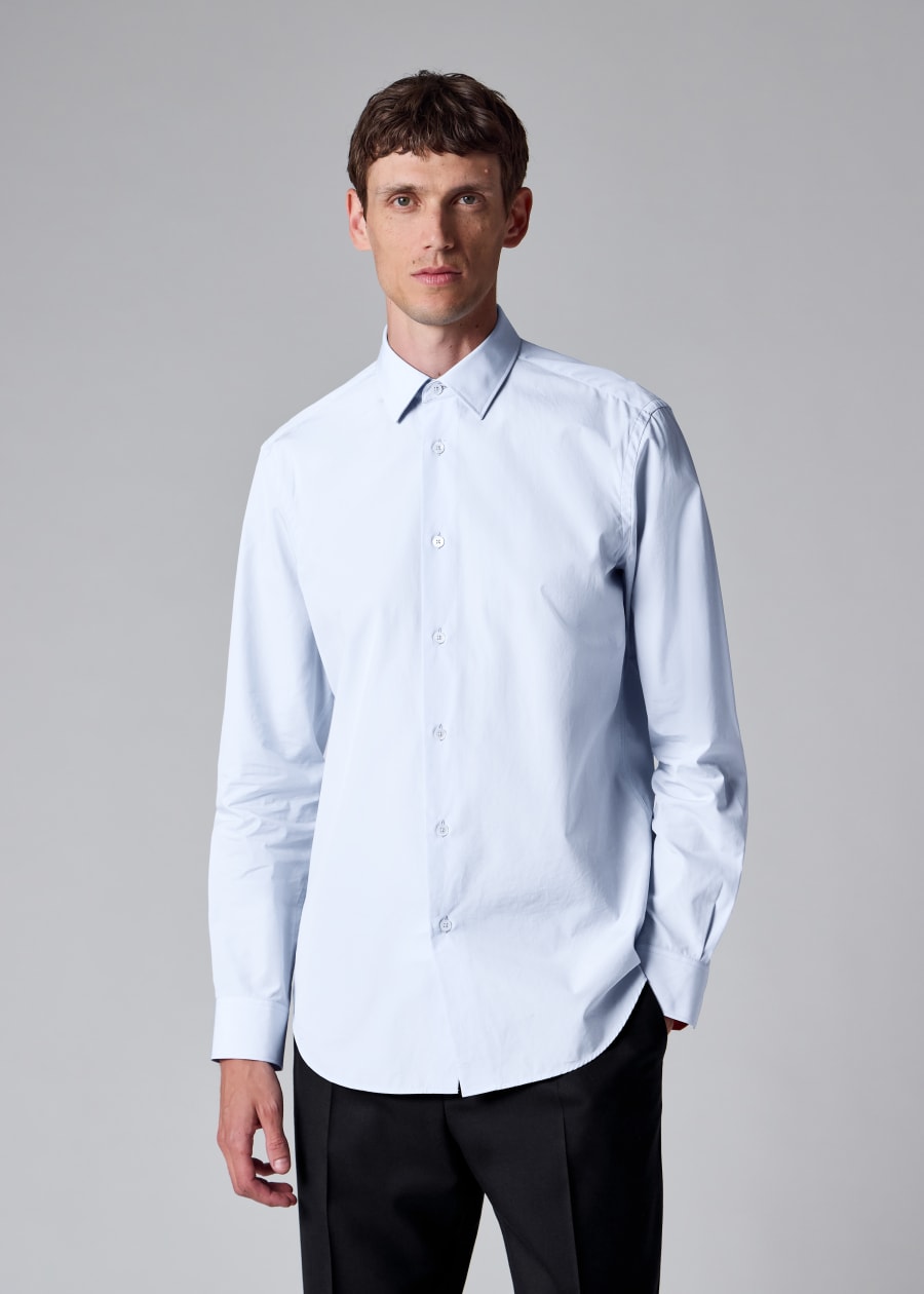 Men's Slim-Fit White Shirt With 'Artist Stripe' Cuff Lining