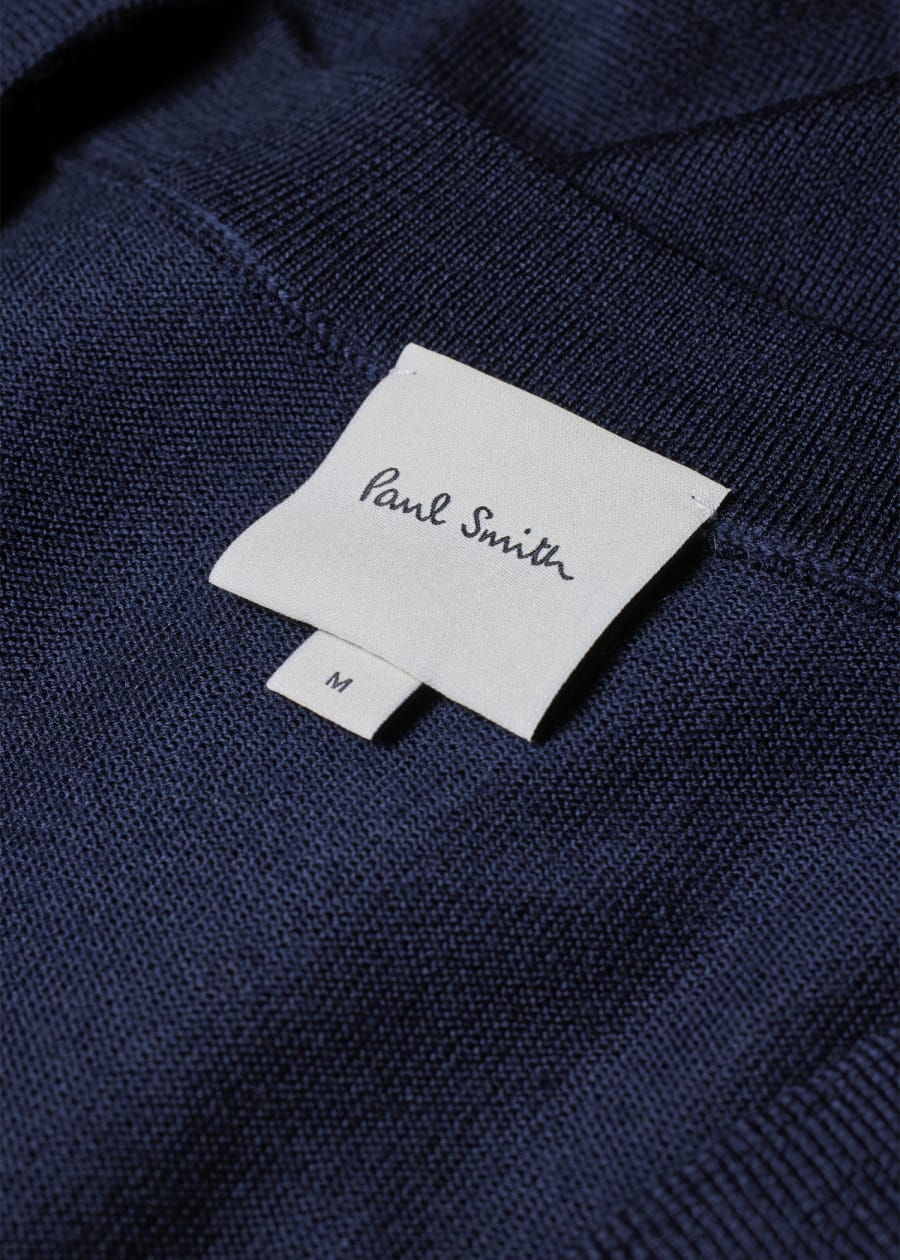 Dark Blue Cotton-Blend Jacquard Cardigan
