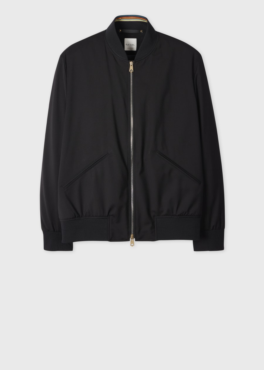 Men's Dark Navy Suede Bomber Jacket