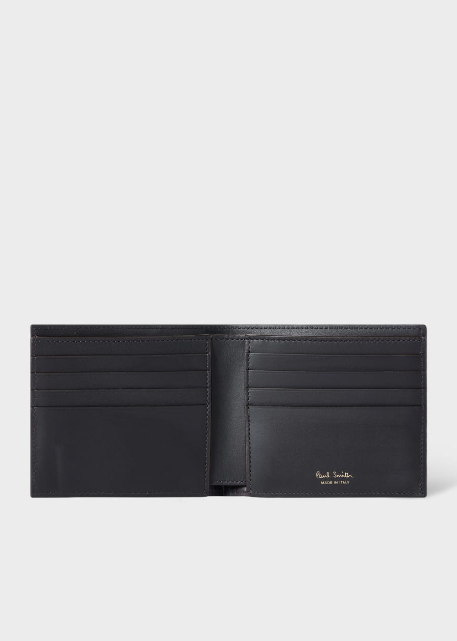 Men's Black Embossed Logo Zip Wallet
