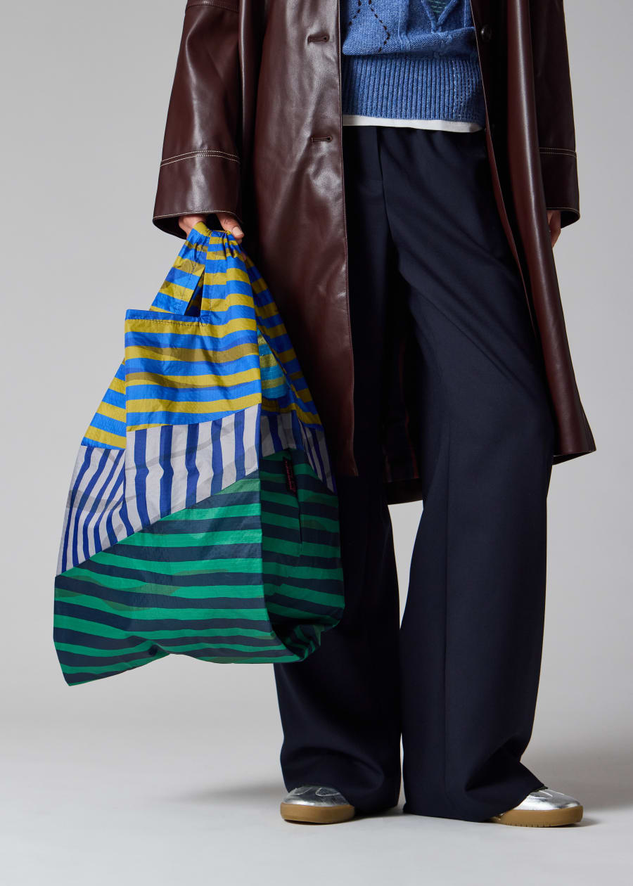 Susan Bijl x Paul Smith - Navy Mixed-Stripe 'The New Shopping Bag