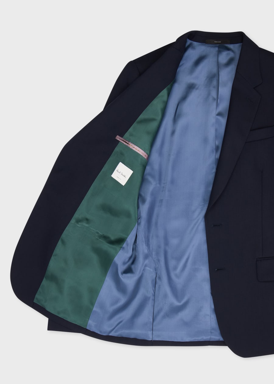 Paul Smith 紺ブレザー Men's Tailored-Fit Navy Overdyed Wool-Cashmere Flannel Blazer