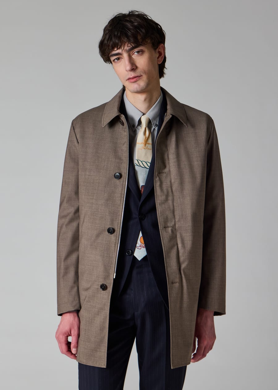 ジャケット・アウター Paul Smith Wool Cashmere Long Coat Men's Taupe Wool-Cashmere Overcoat