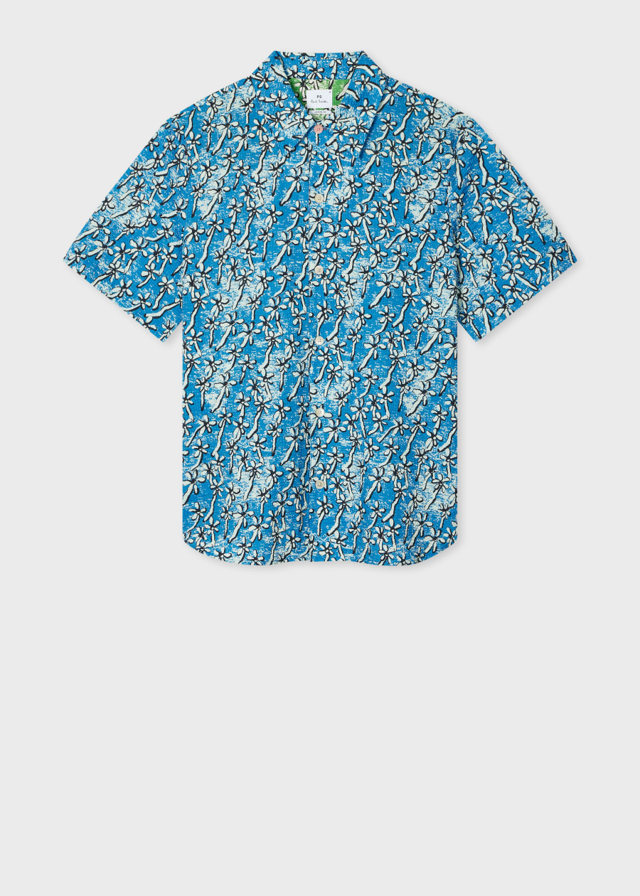 Men's Black 'Zine Floral' Print Cotton Shirt