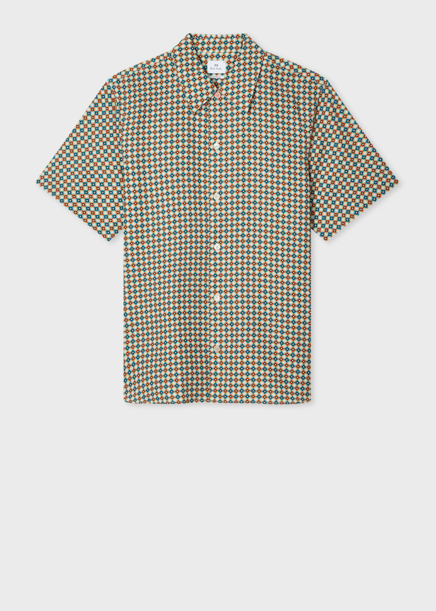 Men's Orange 'Sunbleached Snaps' Poplin Shirt