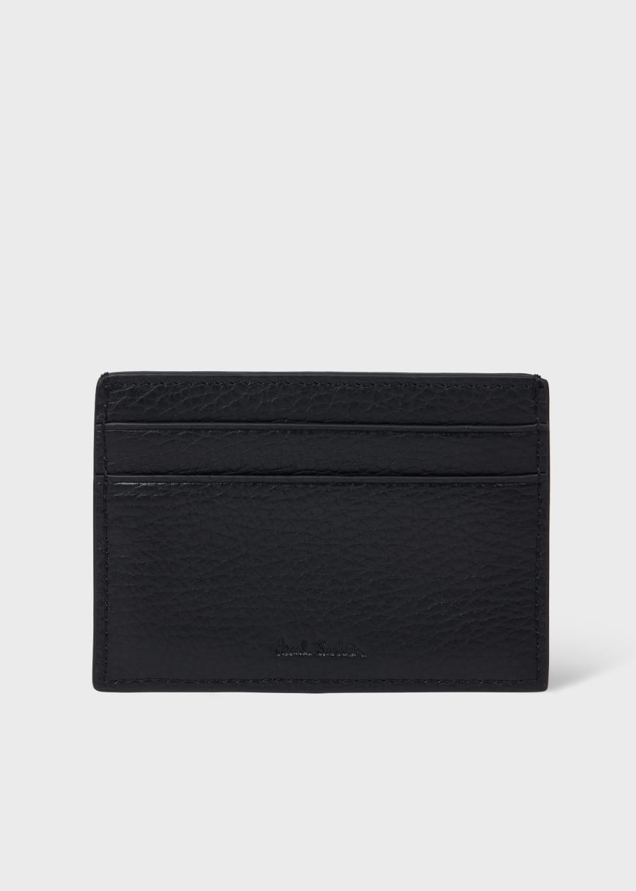 Black 'Signature Stripe' Leather Card Holder