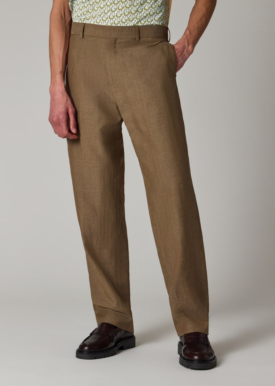 Men's Charcoal Wool-Cashmere Flannel Trousers