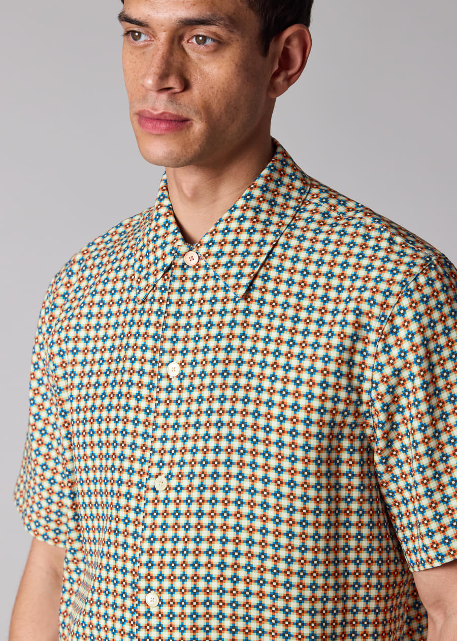 Men's Orange 'Sunbleached Snaps' Poplin Shirt