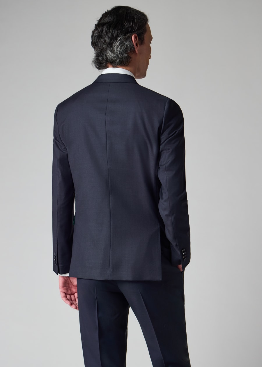 Men's Navy Textured-Cotton Suit
