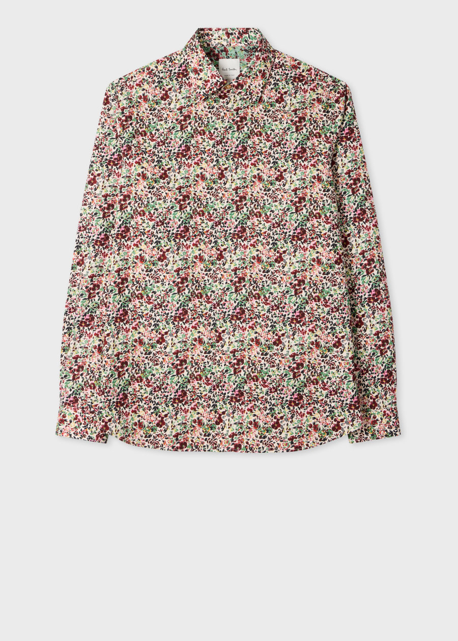 Men's Tailored-Fit White 'Liberty Floral' Print Shirt