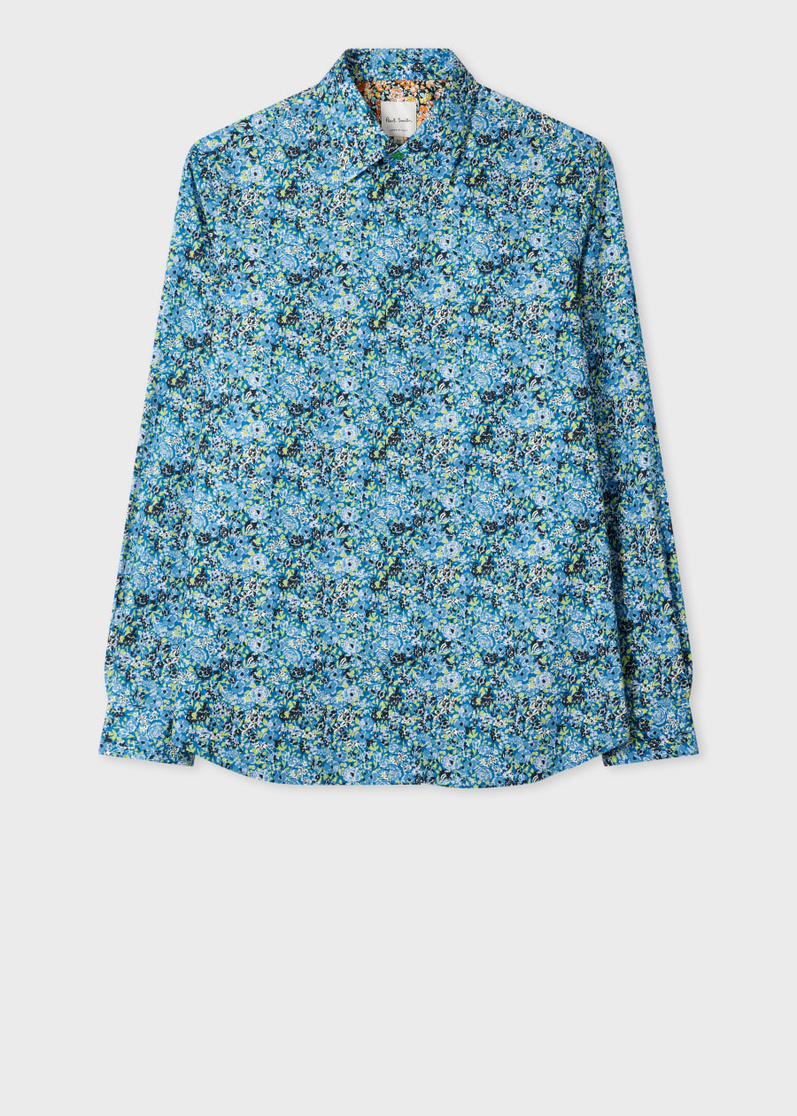 Men's Tailored-Fit Purple 'Liberty Floral' Print Shirt