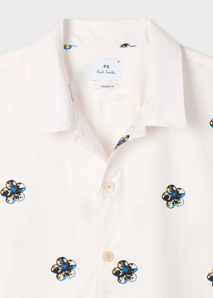 Men's Orange 'Field Floral' Cotton Seersucker Shirt