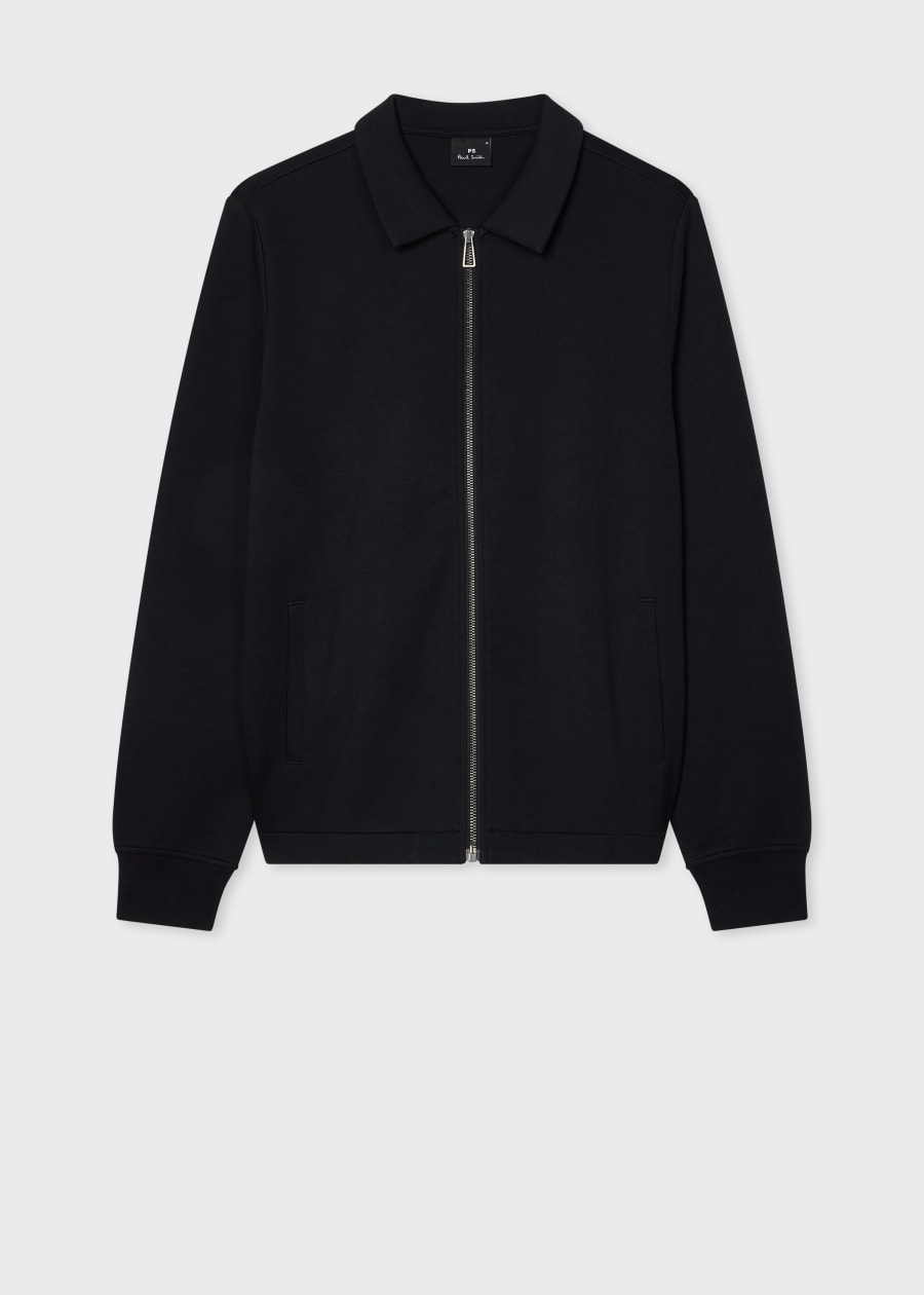 Men's Black Cotton 'Artist Stripe' Zip Lounge Top