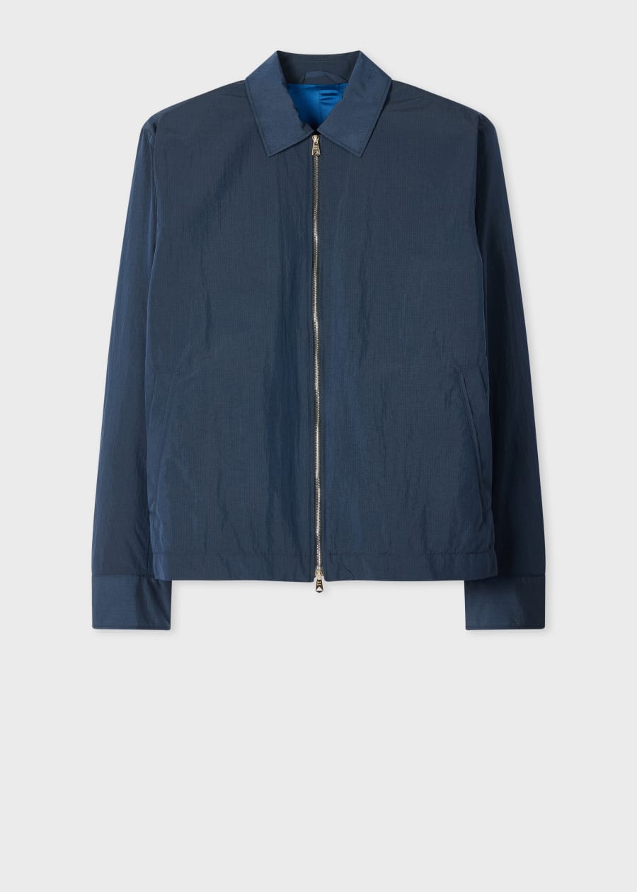 希少 00s paul smith gabardine box jacket M Navy 'Zebra' Logo Cotton Bomber Jacket