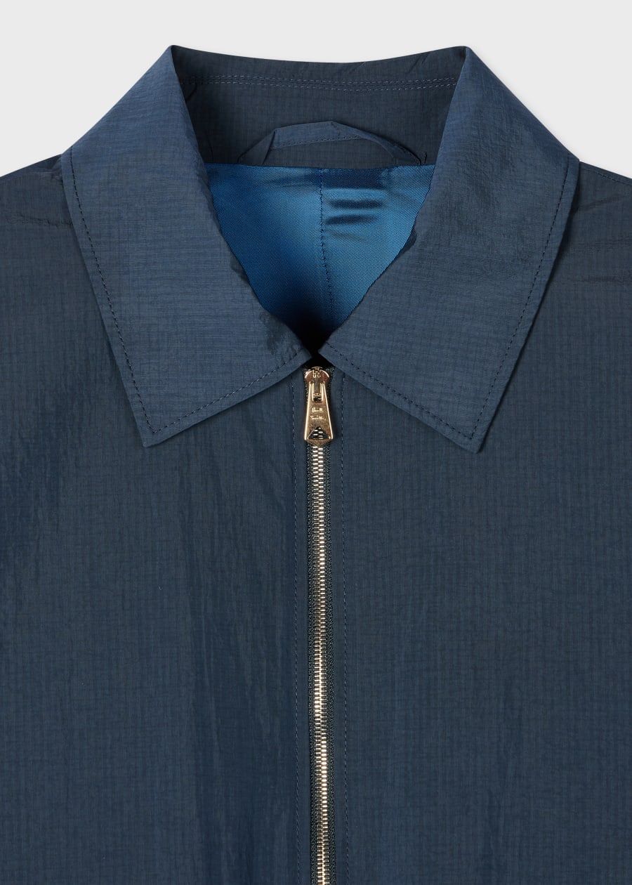 希少 00s paul smith gabardine box jacket M Navy 'Zebra' Logo Cotton Bomber Jacket