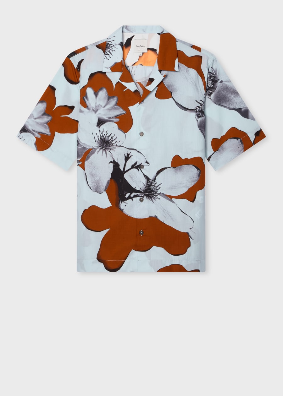 Men's Pink 'Le Peche Fish' Print Viscose Shirt