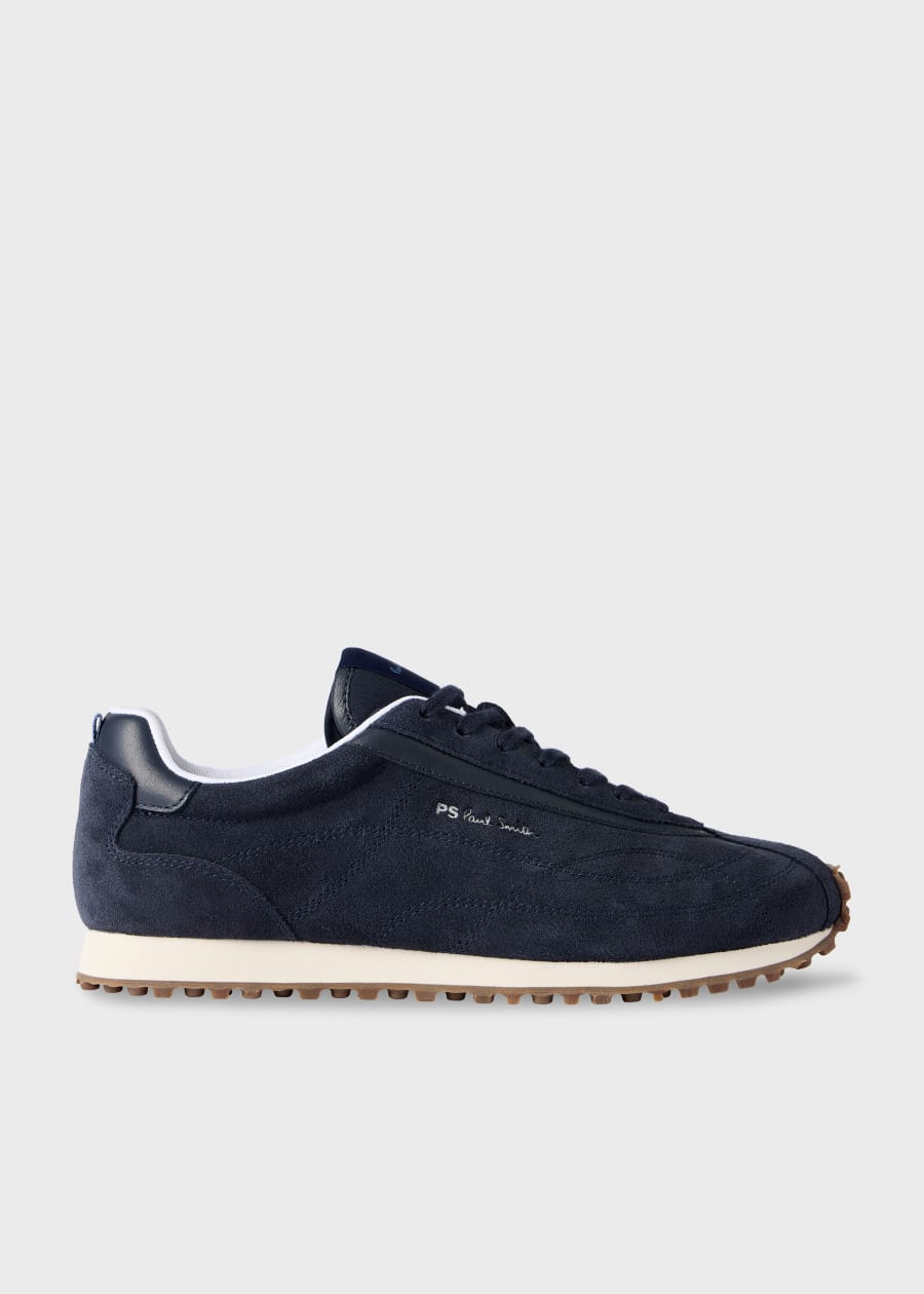 Men's Navy Leather 'Albany' 'Zebra' Trainers