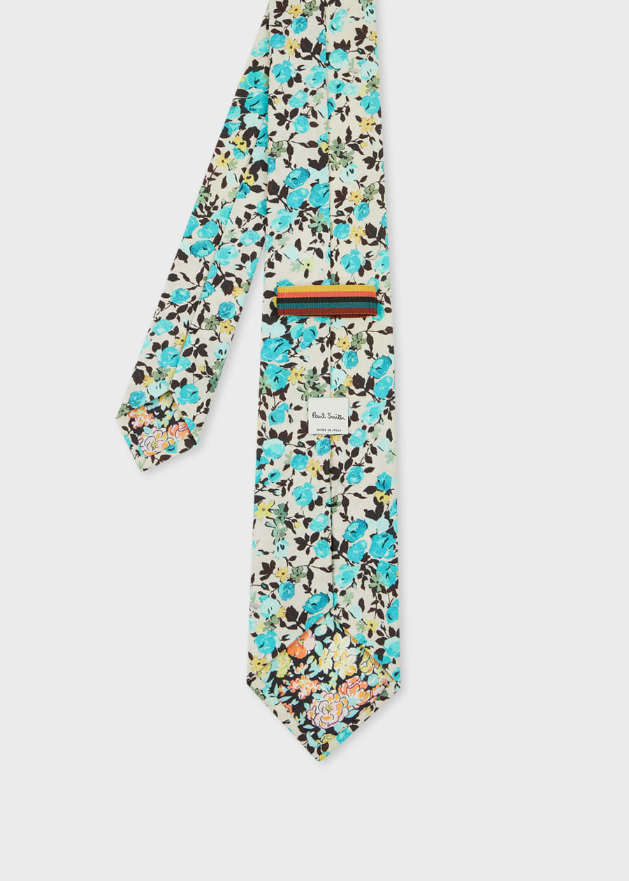 Ecru Floral Silk Tie