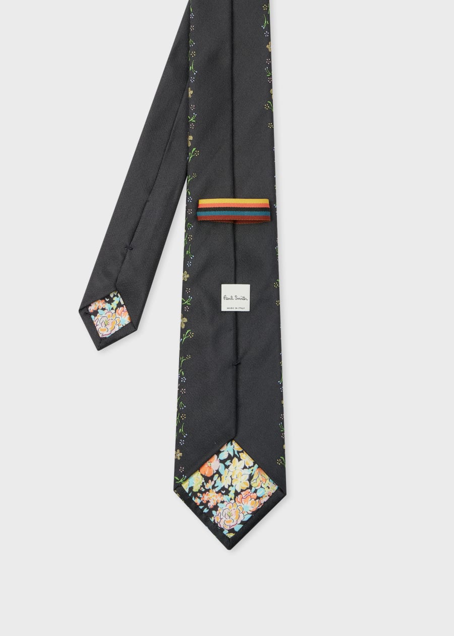 Men's Blue 'Daisy Photo Floral' Silk Tie