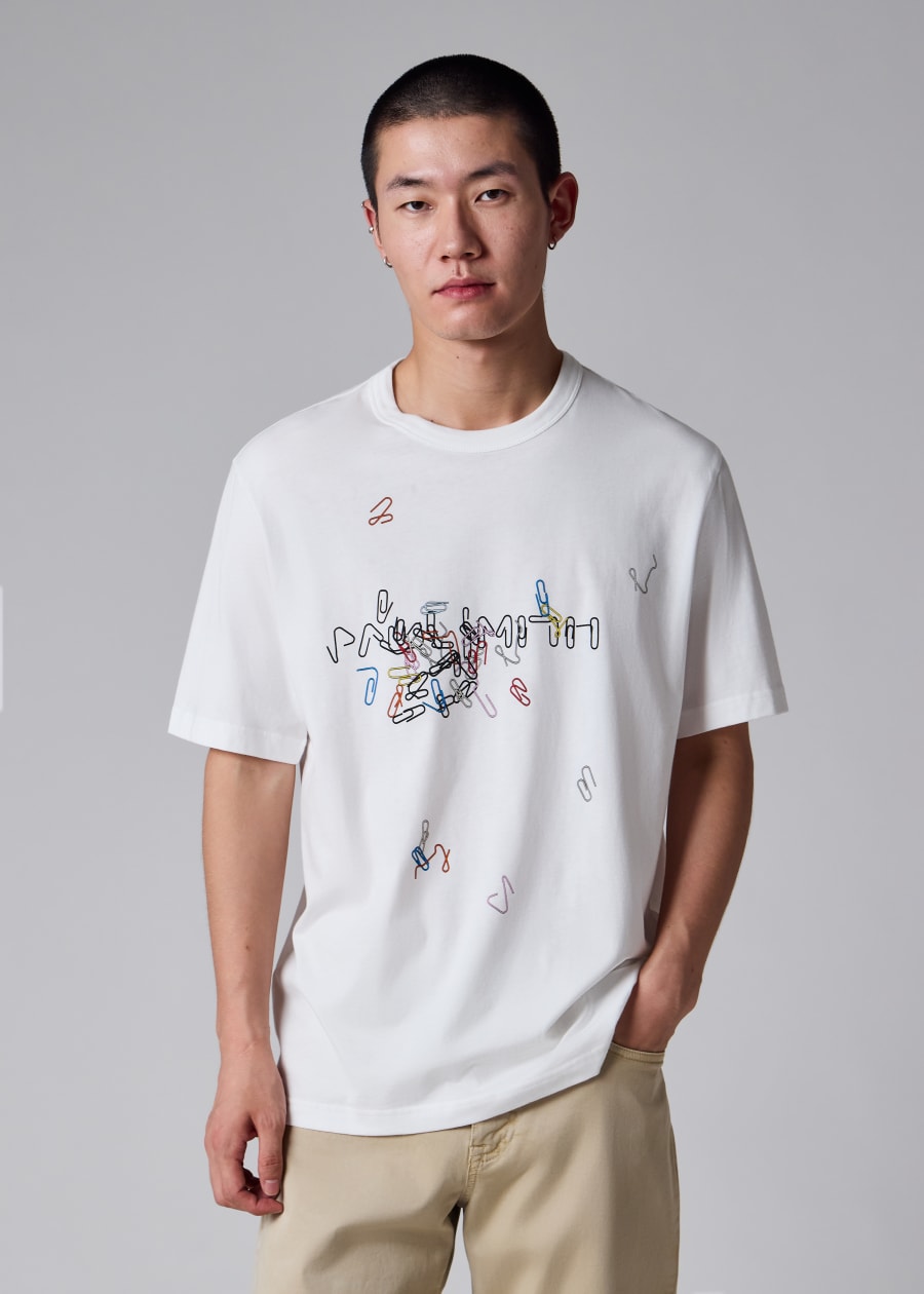 Men's White 'Spray Cans' Print T-Shirt