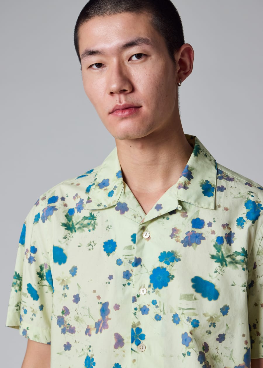 Men's Blue 'Scrapbook' Print Shirt