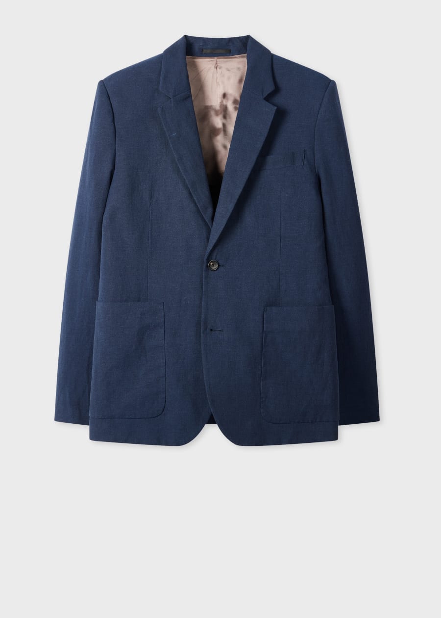 Men's Navy Seersucker Cotton Check Buggy-Lined Blazer