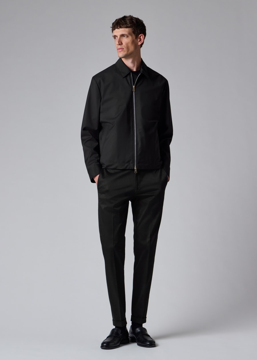 Men's Black Mixed Media Hooded Jacket